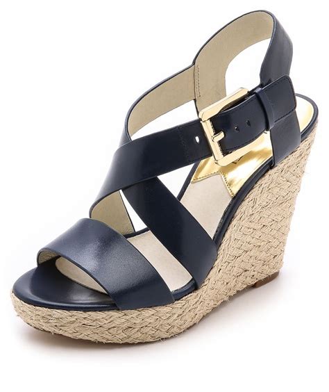 michael kors navy leather giovanna wedge sandal|Michael kors wedge sandal + FREE SHIPPING .